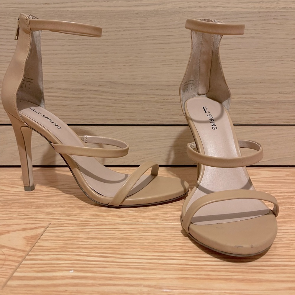 Call It Spring Nude Stiletto Heeled Ankle Strap Sandals